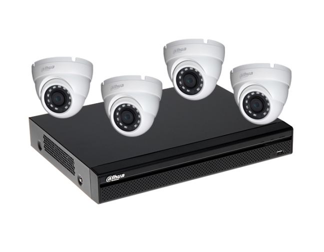 CCTV PACKET 4 HDCVI MONITORING CAMERAS WITH VIDEO RECORDER HDCVI  2.0 MEGAPIXEL